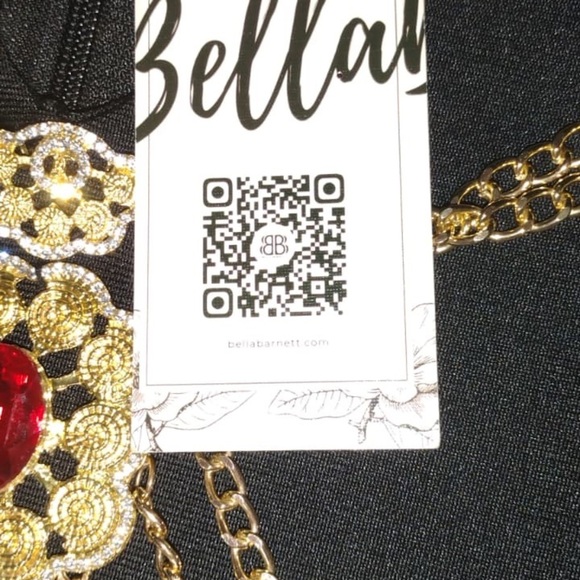 Bella  Black Dress with Gold Chain Accents size M brand new w tags - Picture 13 of 15